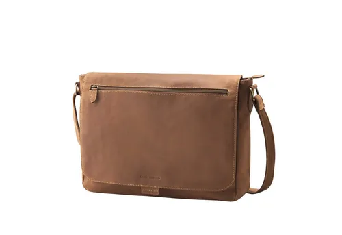 DRAKENSBERG Umhängetasche Messenger Bag »Leon« Havanna-Braun, Herren Leder Schultertasche mit 16