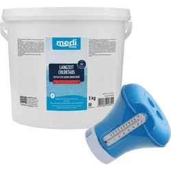 mediPOOL Wasserpflegeset Langzeit ChlorTabs (je 200g) 5 kg und Dosierschwimmer