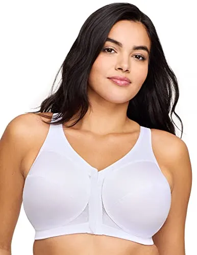 Glamorise Damen Rückenstützender MagicLift-Vorderverschluss-BH, Weiß,120E