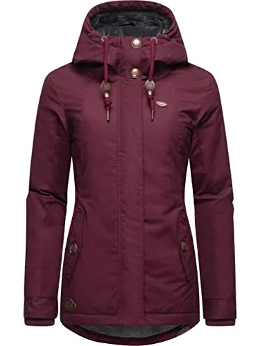Ragwear Damen Winterjacke Monade - Kurz mit Kapuze in Intl Wine Red, Gr. XXL - Funktionsjacken: Wärmende Winterjacke mit wasserabweisendem Obermaterial und kuscheligem Teddy-Fleece-Futter für optimalen Komfort in der kalten Jahreszeit.