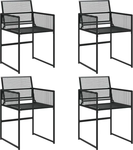 vidaXL Gartenstühle 4 Stk. Schwarz Poly Rattan - Bequeme und langlebige Gartenstühle aus pflegeleichtem PE-Rattan, klappbare Rückenlehnen für platzsparende Aufbewahrung, ideal für entspannte Stunden im Freien.