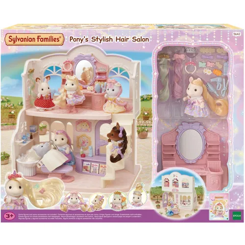 Sylvanian Families Pony Friseursalon mit Figur - Sonstige Spielzeugfiguren – Der zweistöckige Pony Friseursalon bietet kreative Spielmöglichkeiten mit der Ponyfigur Sally und umfangreichem Frisier- und Make-up-Zubehör. Ideal für fantasievolles Rollenspiel!