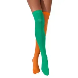 Overknee-Strümpfe, grün/orange