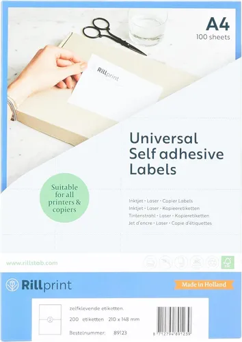 rillprint Universal-Etiketten 210 x 148 mm weiß 200 Etiketten