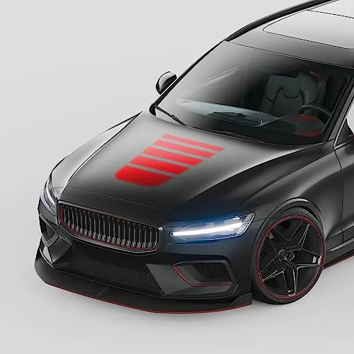 Finest Folia Rennstreifen Auto Aufkleber für Motorhaube Motorrad Bus Sticker Kfz Zubehör Tuning Dekor Design Folie Racing Streifen Dach KX077 (03 Karminrot)