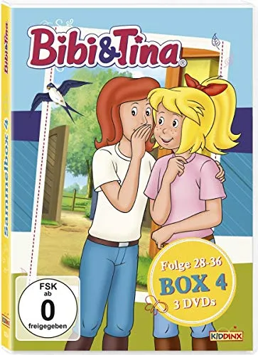Bibi & Tina - Box 4 Folge 28-36 [3 DVDs] - 3 DVDs mit 9 spannenden Zeichentrickfilmen über Freundschaft und Abenteuer, ideal für Kinder und Fans der beliebten Serie.