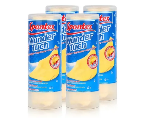 SPONTEX Wundertuch 4er Pack - Effektive Reinigungstücher - Die SPONTEX Wundertücher reinigen, trocknen und polieren in einem Schritt. Ideal für vielseitige Anwendungen im Haushalt. Praktisches 4er Pack für langanhaltende Sauberkeit.