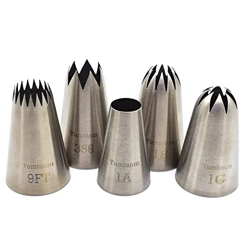 Tumtanm Spritztüllen, große Kuchendekorationswerkzeuge, 5 Stück