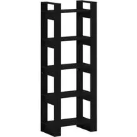 vidaXL Bücherregal/Raumteiler Schwarz 60x35x160 cm aus Massivholz
