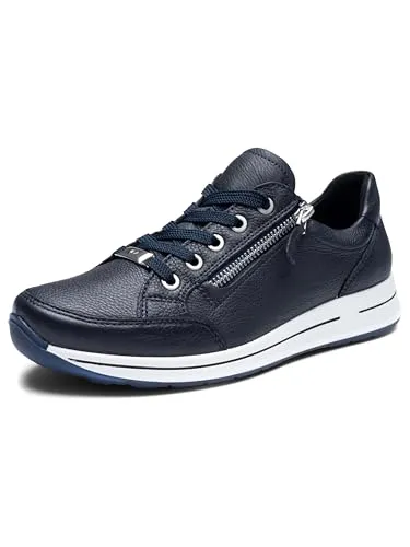 ARA Damen Osaka Sneaker, Blau, 3 - Damen-Sneaker aus hochwertigem Leder, kalt gefüttert für optimalen Tragekomfort und ideale Passform.