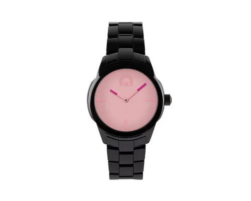 KRAFTWORXS Quarzuhr FML 1PR - Elegante Armbanduhr mit hochwertigem Keramikgehäuse in Schwarz und pinken Akzenten, wasserdicht bis 50m, ideal für stilbewusste Damen.