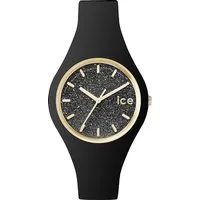 ice-watch Quarzuhr ICE glitter - S34 - 3H - Damenuhr mit modischem Silikonarmband, bis 10 bar wasserdicht und eleganter schwarz-goldfarbener Gestaltung – perfekt für jeden Anlass!