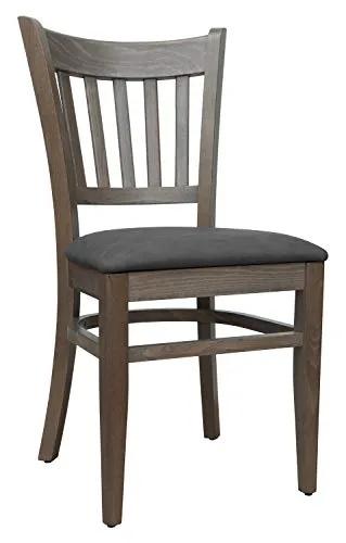 abritus Küchenstuhl Wohnzimmerstuhl Esszimmerstuhl Stuhl Holz Buche massiv Natur-grau Polster Kunstleder Retro grau Fertig montiert Belastbarkeit 150 kg *T002