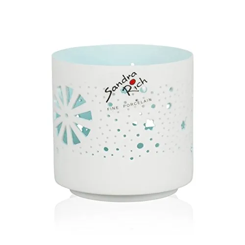 Teelichthalter ORIENT H. 7cm D. 7,1cm weiß matt innen hellblau Sandra Rich