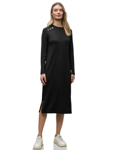 Street One Damen Rippstruktur Kleid mit Turtleneck in schwarz von Street One