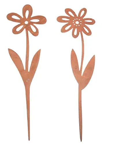 Blumenpaar 2-er Set, Edelrost, 25 cm