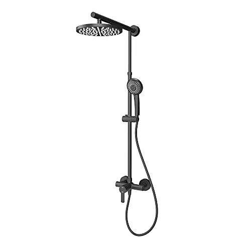 Schulte DuschMaster Rain Einhebelmischer, Black Style - Duscharmaturen: Robuster Messing-Korpus mit verchromter Oberfläche und 15 mm Höhenverstellung für perfekte Anpassung an Fliesenspiegel.