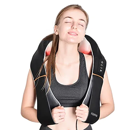 RENPHO Nackenmassagegerät mit Wärme - Elektrisches Shiatsu Massagegerät für Nacken und Rücken, bietet eine professionelle Shiatsu-Massage mit Wärmefunktion und 3 Geschwindigkeitsstufen für individuelle Entspannung.
