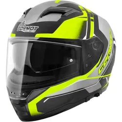 Germot GM 350 Integralhelm matt schwarz fluo gelb Gr. S 55/56 - Motorradhelm mit abnehmbarem Windstopper und Nasenspoiler für optimale Aerodynamik. Erfüllt ECE 22.06 Normen für höchste Sicherheit und ist mit einer integrierten Sonnenblende ausgestattet.