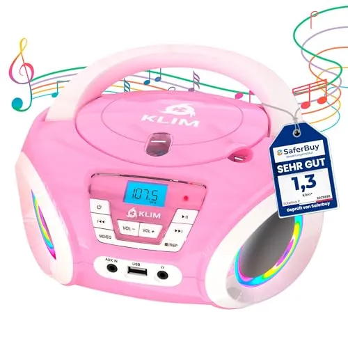Candy Kids Boombox CD Player für Kinder mit UKW Radio und Lautsprechern