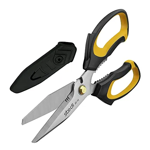 stedi Professionelle Schere, 22.9 cm, strapazierfähig, Karton- und Teppichschere, extrem komfortabler, Leder, Nähstoff