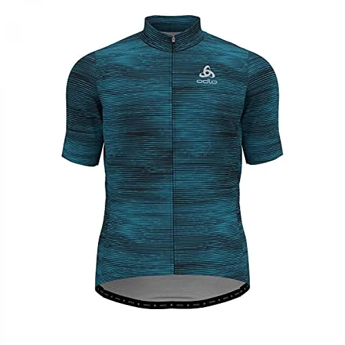 Odlo Herren Stand-up Collar s/s Full Zip Essential, Mykonos Blue