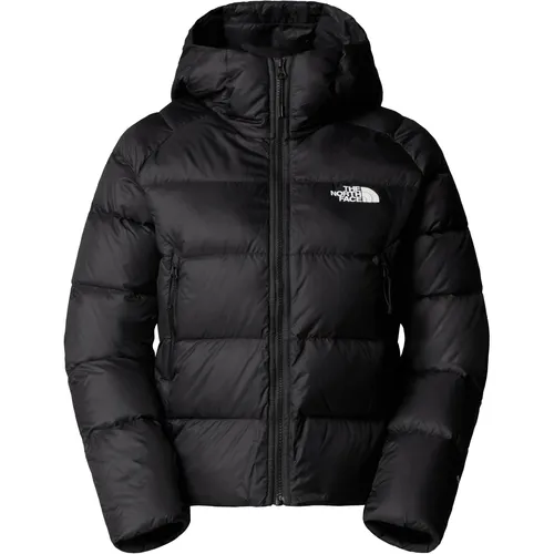 The North Face Women Hyalite Down Hoodie TNF Black (XS) - Jacke aus recycelten Daunen mit 600er Füllkraft, leicht und warm für Outdoor-Aktivitäten – ideal für stilbewusste Wanderer.