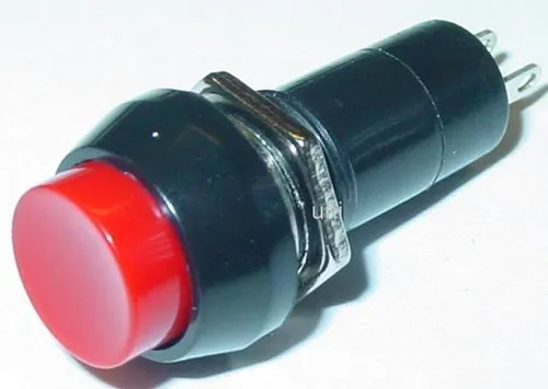 Einbau Drucktaster, Taster rund, rote Taste, Öffner, 250V/1A, 1 x AUS, S49