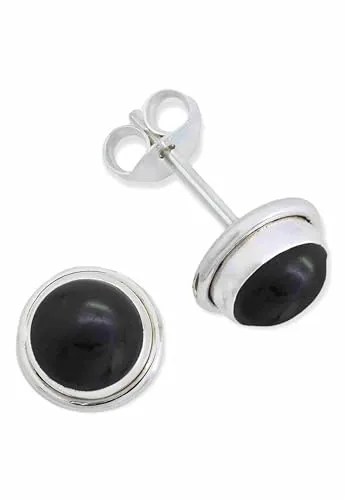 Ohrstecker 925 Silber Onyx schwarzer Stein Edelstein Ohrringe echt Silber Damen Sterling Silber Stecker Geschenk(MOS-048-03)