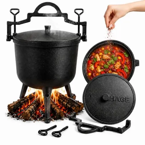 Gulaschkessel aus Gusseisen 4L – Hochwertiger Dutch Oven für Lagerfeuer und Camping