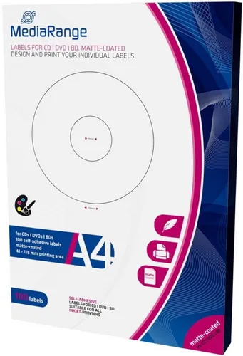 Mediarange Etikettenpapier 100 Mediarange BD / CD / DVD Label matt 41 mm bis 118 mm