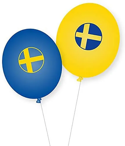 Luftballons SCHWEDEN Ballon Deko Party Länderparty Blau Gelb - für Helium+Luft 8