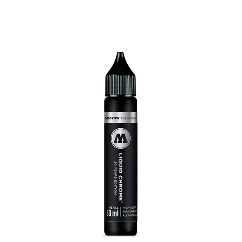 Molotow Liquid Chrome Refill 30ml - Nachfülltinte für Marker - Schreibutensilien mit echtem Spiegeleffekt: Hochpigmentierte, UV-beständige Tinte für Modellbau, Graffiti und D.I.Y., ideal für glatte Oberflächen.