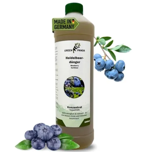 GreenPanda Blaubeeren & Heidelbeer Dünger - 1L Konzentrat - Gesundes Wachstum - Verbesserte Ernte & intensiverer Geschmack - Für jeder Art & Sorte - Berkeley, Bluecrop uvw. (1000ml)