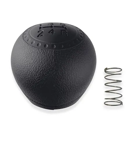 1neiSmartech Set Schaltknauf schwarz 5 Gang kompatibel mit Fiat Punto 188 von 1999 bis 2012 und Rückholfeder für Schalthebel
