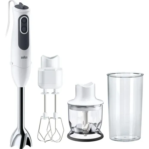 Braun MultiQuick 3 Vario MQ3125B Stabmixer Set - Weiß, leistungsstarker 750 W Mixer mit 11 Geschwindigkeiten und praktischen Zubehörteilen für müheloses Mixen