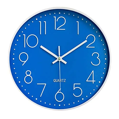 Taodyans Modern Wanduhr 30cm Ohne Tickgeräusche Küche Wand Uhr Quarz Uhr für Büro Klassenzimmer Wohnzimmer Schlafzimmer (Blau)