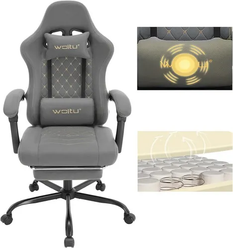 WOLTU Gaming Stuhl mit Massagefunktion und Taschenfederkissen - Bürostuhl mit ergonomischem Design, Massage-Lendenkissen und atmungsaktivem Tech-Stoff für ultimativen Komfort beim Gaming oder Arbeiten.