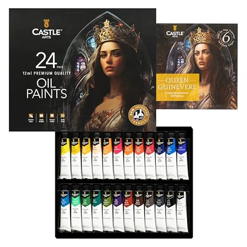 Castle Art Supplies Ölfarben-Set, verbesserte Formel, tolles Set für erwachsene Künstler, Anfänger und Fortgeschrittene, lebendige Vielfalt an glatten Ölfarben, 24 Stück (Mehrfarbig) (NEU)