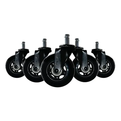 FINEBUY Möbelrolle 5er Set - Hochwertige Bürostuhlrollen für Hartböden - Möbelrollen für Bürostühle mit ABEC-7-Kugellager, bodenfreundlich und leichtgängig, ideal für alle Hartböden. Einfacher Wechsel ohne Werkzeug!