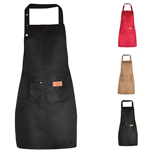 Bedogni Reggio Emilia Küchenschürze mit Taschen, geeignet für große, wasserfest., Schwarz One size,Schürze Damen und Herren, Geschenke für Frauen/Männer