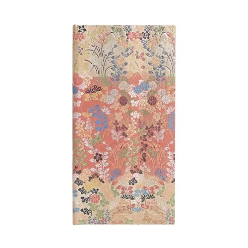 Paperblanks 12-Monatskalender 2025, Kara-ori, Schlank, Horizontal, Elastikband-Verschluss