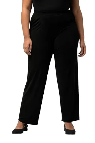 Ulla Popken Damen Jerseyhose, Schwarz, 40W / 32L EU - Damen-Hosen mit Relaxed Fit, weichem und formstabilen Jersey, ideal für Komfort und Stil. Elastikbund ohne Verschluss und praktische seitliche Taschen.