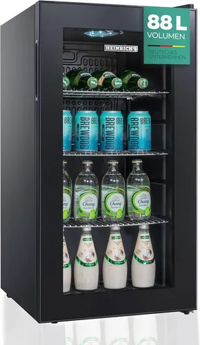 Heinrich´s Getränkekühlschrank HGK 3288, 43 cm breit, 88L kompakt & leise, LED-Beleuchtung, 40db