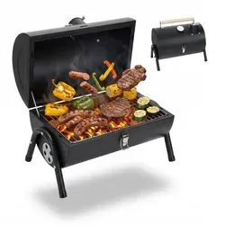 Campinggrill Tischgrill Holzkohlegrill BBQ-Grill Smoker - Praktischer Campinggrill aus robustem Stahl, ideal für unterwegs. Mit kompakter Bauweise und einfacher Handhabung für unvergessliche Grillabende im Freien.