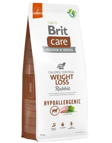 BRIT CARE Weight Loss Rabbit 12kg - Hypoallergenes Hundefutter - Vollständiges Hundefutter für erwachsene Hunde aller Rassen, ideal zur Gewichtsreduktion mit Kaninchen und Reis.