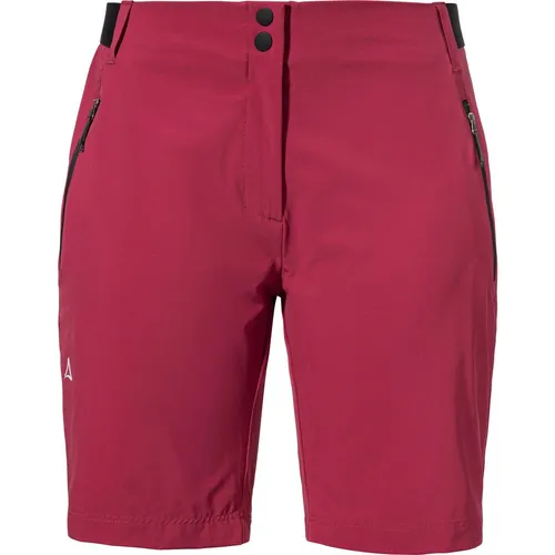 SCHÖFFEL Hiking Shorts Blaustein WMS Damen, rot, Gr. 46 - Sportliche Wanderhosen aus recyceltem Material mit 4-Wege-Stretch für maximale Bewegungsfreiheit und hohen Feuchtigkeitstransport – ideal für Outdoor-Aktivitäten.