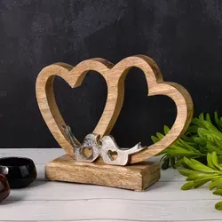 Dekofigur Herz Amour -2- Holz Aluminium Handarbeit romantisch H 22cm