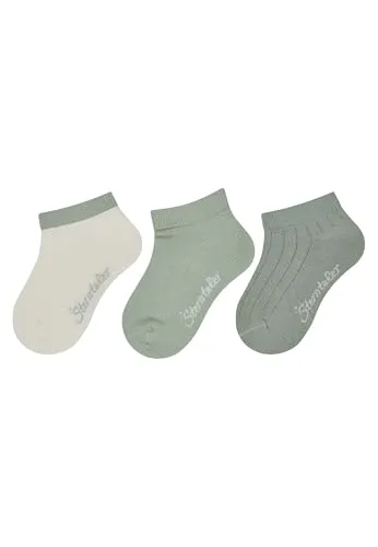 Sterntaler Sneaker Socken 3er Pack Uni – Baby- und Kindersocken im 3er Pack uni mit Rippenstruktur, Baumwoll-Mix, Ecru, Größe 18