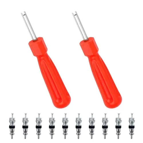 FuzlPnag 10 PCS Ventileinsätzen mit 2 Ventileinsatzentferner, Ventilkernwerkzeug? Ventilkern-Entferner ?für Auto Fahrrad LKW Ersatzreifen